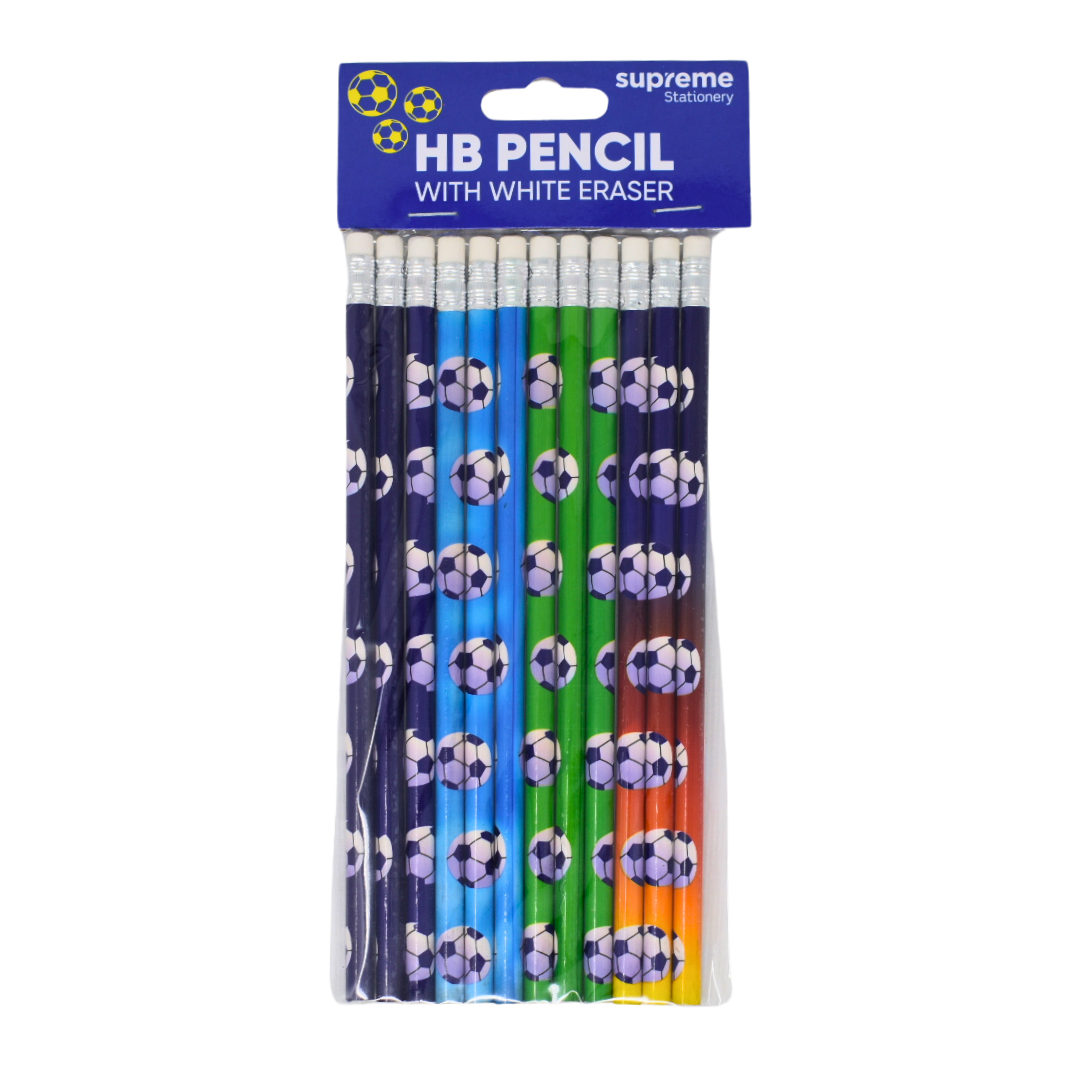 PENCIL HB R/TOP FOOTBALL 12PK (HB-5538)